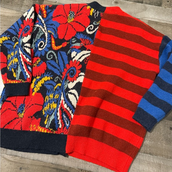 Farm Rio Forest Striped Cardigan Patchwork Floral Knit Sweater Womens S - Picture 11 of 12
